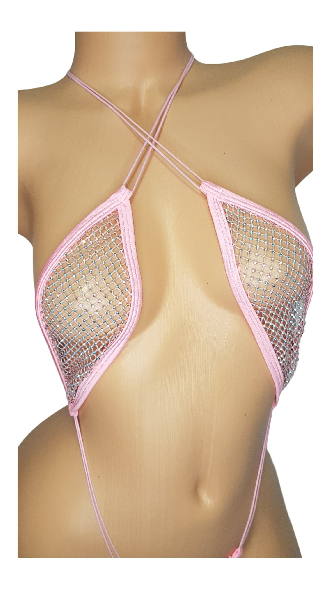 Baby Pink Crystal Net Tear Drop Sling