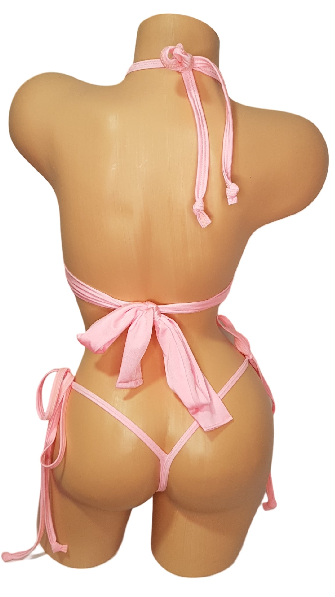 BabyPink Shimmer Top & Tie Side Gstring w/ Chain Connectors