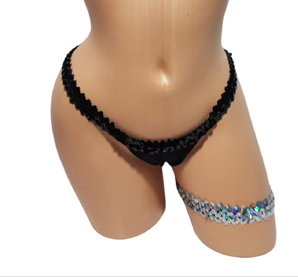 Sequin Leg Garter - Silver